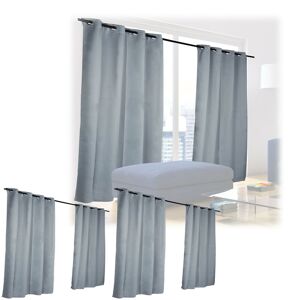 Relaxdays Set of 6 Curtains, Opaque & Darkening, for Bedroom or Living Room, Blackout Blinds, HxW: 175 x 135 cm, Grey