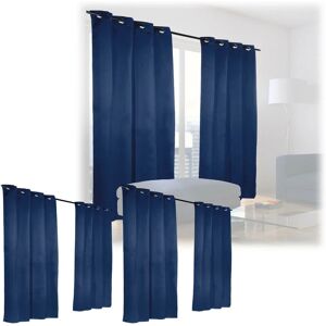 Set of 6 Curtains, Opaque & Darkening, for Bedroom or Living Room, Blackout Blinds, HxW: 245 x 135 cm, Blue - Relaxdays