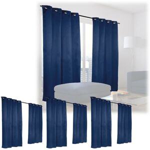 Set of 8 Curtains, Opaque & Darkening, for Bedroom or Living Room, Blackout Blinds, HxW: 245 x 135 cm, Blue - Relaxdays