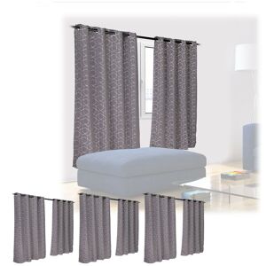 Set of 8 Curtains, 175 x 135 cm, Opaque & Darkening, Bedroom, Living Room, with Pattern, Blackout Blinds, Grey - Relaxdays