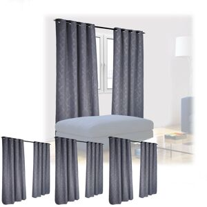 Set of 8 Curtains, Opaque & Darkening, Bedroom, Living Room, Pattern, Blackout Blinds, HxW: 245x135 cm, Grey - Relaxdays