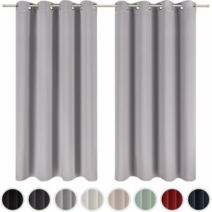 Langray - Set of 2 blackout curtains 140x175 cm - gray blackout curtains - blackout curtains with perforations - double blackout curtains - curtains