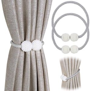 TINOR Set of 2 Magnetic Curtain Tiebacks for Small, Thin or Sheer Curtain Tiebacks,Grey.