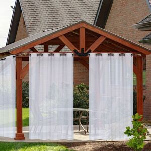 DENUOTOP Sheer Curtain - Outdoor Decoration White Curtain Outdoor/Indoor Drapes with Tabs for Garden Pergola Bedroom Living Room Transparent, l 132 x h 274