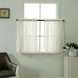 HOOPZI Short Curtains Small Windows Short Country Style Curtains Vintage Sheer Panel Curtains Modern Kitchen Bistro Curtain Milky White 74 61 2pcs