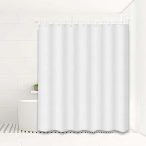 GROOFOO Shower Curtain, Anti-Mould, Textile Bathroom Curtain, Polyester for Bathroom, Washable, Water-Repellent, with Rings for Attaching to the Shower Rail,