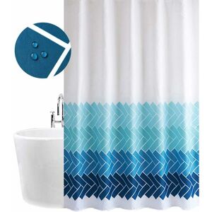 LANGRAY Shower Curtain Chevron Blue&White Cross Stripe Waterproof Mould Proof & Mildew Resistant Bathroom Curtains with Hooks,180x180H CM(72x72Inch)