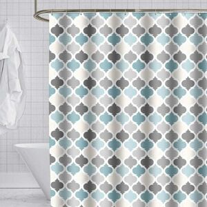 LANGRAY Shower Curtain Waterproof Mould Proof & Mildew Resistant Geometric Printed Pattern Bathroom Curtains with 12 Hooks,180x180H CM(72x72Inch)