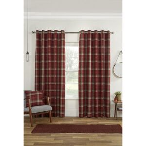 Carnoustie Blackout Eyelet Ring Top Curtains Red 46x54 - Red - Sundour