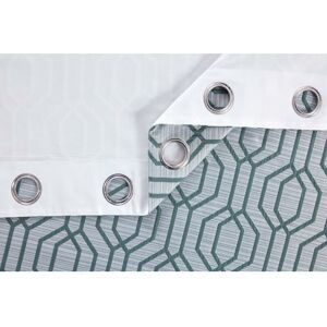 Dakota Green Geometric Fully Lined Eyelet Curtain Pair 46x90 - Green - Sundour