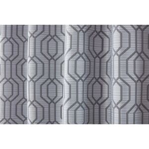 Sundour Dakota Silver Geometric Fully Lined Eyelet Curtain Pair 90x72 - Silver