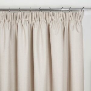 Eclipse Blackout Pencil Pleat Curtains Natural Beige 46x54 Fully Lined Ready Made Curtain Pair - Beige - Sundour