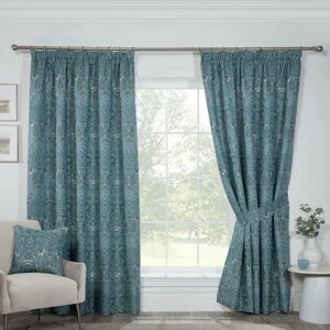 Sundour - Kyoto Fully Lined Pencil Pleat Curtains Blue 66x72 Ready Made Curtain Pair - Blue