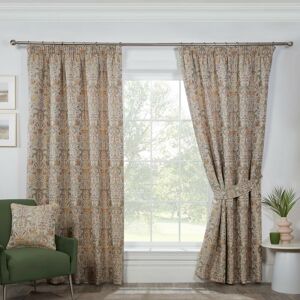 Kyoto Fully Lined Pencil Pleat Curtains Natural 46x54 Ready Made Curtain Pair - Natural - Sundour