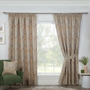 Kyoto Fully Lined Pencil Pleat Curtains Natural 46x72 Ready Made Curtain Pair - Natural - Sundour