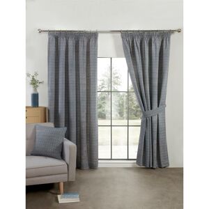 Modern Aztec Pencil Pleat Curtains Navy Blue 90x72 - Blue - Sundour