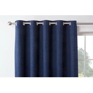 Rivington Navy Heavyweight Fully Lined Eyelet Curtain Pair 66x72 - Navy - Sundour