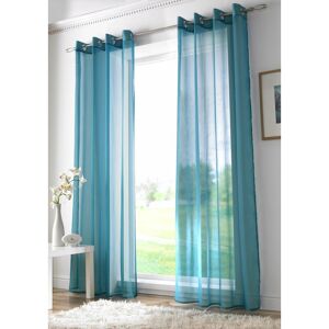 ALAN SYMONDS Teal Eyelet Ring Top Voile Curtain Panel 59x54 - Multicoloured