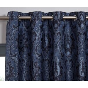 SUNDOUR Tegola Eyelet Ring Top Curtain Pair Ready Made Curtains Navy Woven 90x72 - Navy