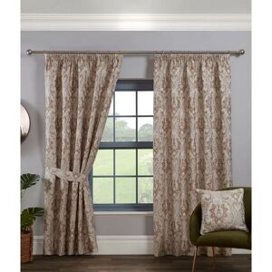 SUNDOUR Tegola Pencil Pleat Curtain Pair Taped Top Ready Made Curtains Latte 66x90 - Latte