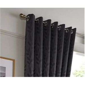 ALAN SYMONDS Tivoli Eyelet Ring Top Curtain Pair Fully Lined Curtains Charcoal 66x90 - Charcoal