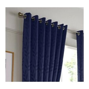 ALAN SYMONDS Tivoli Eyelet Ring Top Curtain Pair Fully Lined Curtains Navy Blue 66x90 - Navy