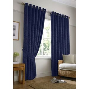 ALAN SYMONDS Tivoli Eyelet Ring Top Curtain Pair Fully Lined Curtains Navy Blue 90x90 - Navy