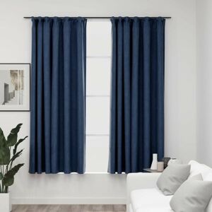 SWEIKO Linen-Look Blackout Curtains with Hooks 2 pcs Blue 140x175 cm FF321180UK