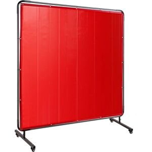 6' x 6' Welding Screen with Frame Red Vinyl Portable Welding Curtain with Wheels Light-Proof Welding Protection Screen Professional - Vevor