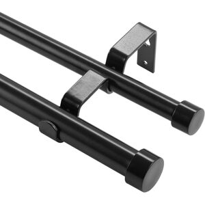 VEVOR Double Rod Curtain Rods, 36-72 inches(3-6ft) Adjustable Length, Black Double Curtain Rods with Cap Finials, 1