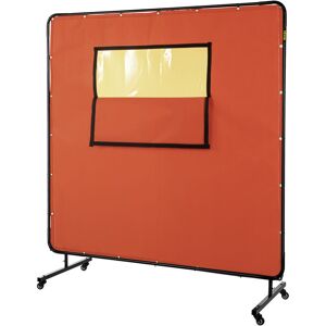 Vevor - Welding Curtain, 6' x 6', Welding Screen with Metal Frame & 4 Wheels, Fireproof Fiberglass w/ Transparent Window, for Workshop, Industrial