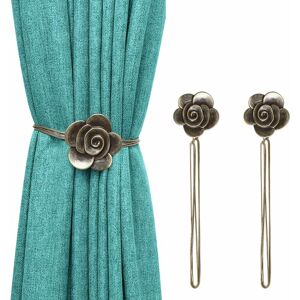 TINOR Vintage Camellia Magnetic Curtain Tieback, 1 Pair Resin Flower Curtain Drapery Holdback Retro Window Curtain Decorative Buckle Holder for Home Office