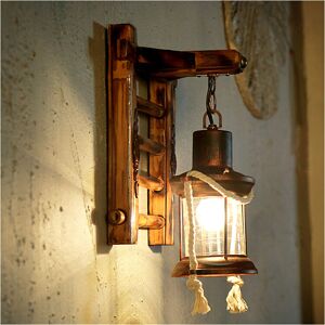 Denuotop - Vintage Wall Sconce Industrial Lamp Iron Metal Bamboo Outdoor Lamp Fire Wall Lighting