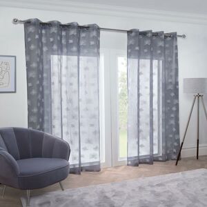 EMMA BARCLAY Whisper Eyelet Voile Curtain 57X72 Silver - Silver