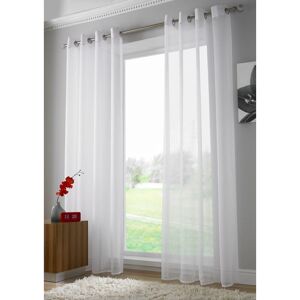 ALAN SYMONDS White Eyelet Ring Top Voile Curtain Panel 108 Drop - White