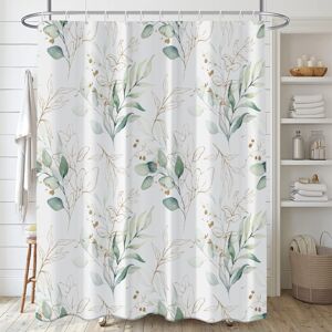 Linghhang - 120x180cm,(Eucalyptus Leaves Shower Curtain), Botanical Green Leaf Shower Curtain Anti-Mold Waterproof Bath Curtain Polyester Fabric