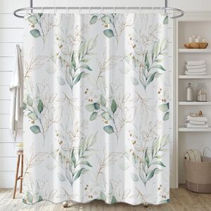 CSPARKV 120x180cm,(Eucalyptus Leaves Shower Curtain), Botanical Green Leaf Shower Curtain Waterproof Mildew Proof Bath Curtain Polyester Fabric Bathroom