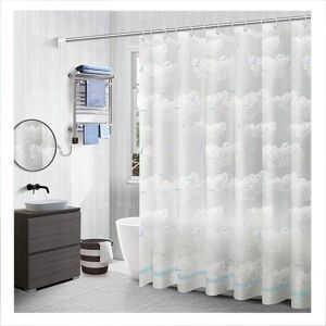 LINGHHANG 150 x 180CM Translucent Shower Curtain Waterproof Plaid Seagull Print Bath Partition with Hooks Bathroom Accessories