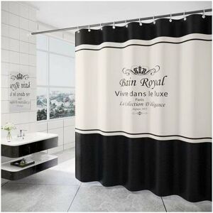 CYSLMUK 180 x 200cm Shower Curtain with 12 Hooks Quick Drying (Black and White), Waterproof Polyester Fabric Machine Washable, Bathroom Curtains
