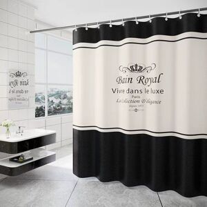 Linghhang - 180 x 200cm Shower Curtain with 12 Hooks Quick Drying (Black and White), Waterproof Polyester Fabric Machine Washable, Bathroom Curtains