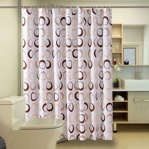 Linghhang - 180 x 200cm Shower Curtain with 12 Hooks Quick Drying (Brown), Waterproof Polyester Fabric Machine Washable, Bathroom Curtains