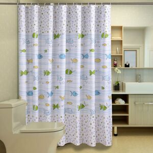 LINGHHANG 180 x 200cm Shower Curtain with 12 Hooks Quick Drying (Fish), Waterproof Polyester Fabric Machine Washable, Bathroom Curtains