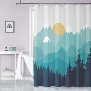 Linghhang - 180 x 200cm Shower Curtain with 12 Hooks Quick Drying (Landscape Painting), Waterproof Polyester Fabric Machine Washable, Bathroom
