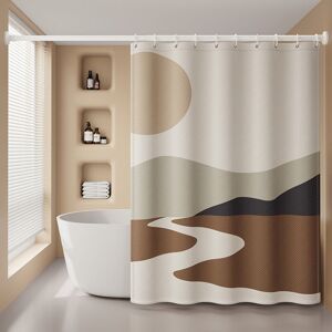 Linghhang - 180 x 200cm Shower Curtain with 12 Hooks Quick Drying (Sunset), Waterproof Polyester Fabric Machine Washable, Bathroom Curtains