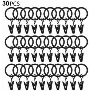CYSLMUK 30 Pack Curtain Rings with Clip, Rustproof Stainless Steel Curtain Rings, Metal Curtain Hooks, Curtain Rod Ring for Shower Curtains and Window