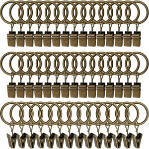 CYSLMUK 30 Pack Curtain Rings with Clip, Rustproof Stainless Steel Curtain Rings, Metal Curtain Hooks, Curtain Rod Ring for Shower Curtains and Window