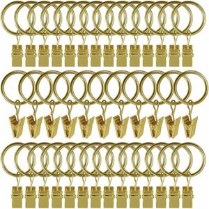 CYSLMUK 30 Pack Curtain Rings with Clip, Rustproof Stainless Steel Curtain Rings, Metal Curtain Hooks, Curtain Rod Ring for Shower Curtains and Window