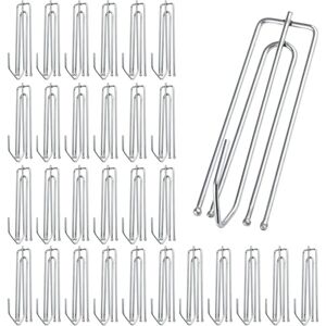IKODM 30 Pack Stainless Steel Curtain Hooks with 4 Prongs - Metal Curtain Hooks for Shower Curtain, Window, Door and Shower Curtain