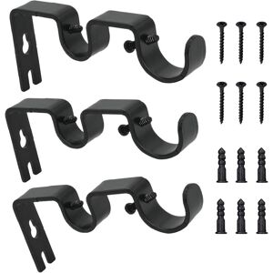 MEMKEY Pack of Curtain Rod Brackets, Adjustable Rod Wall Mount, Double Curtain Rod Brackets, Metal Wall Brackets, Heavy Duty Rod with Screws for Wall and