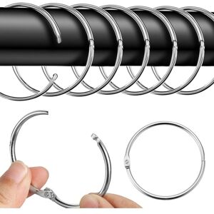 Jalleria - 40 Pack Curtain Rings for Opening, 50mm Curtain Rings, Round Rings, Curtain Clips, Metal Clips for Shower Curtains and Curtain Rods
